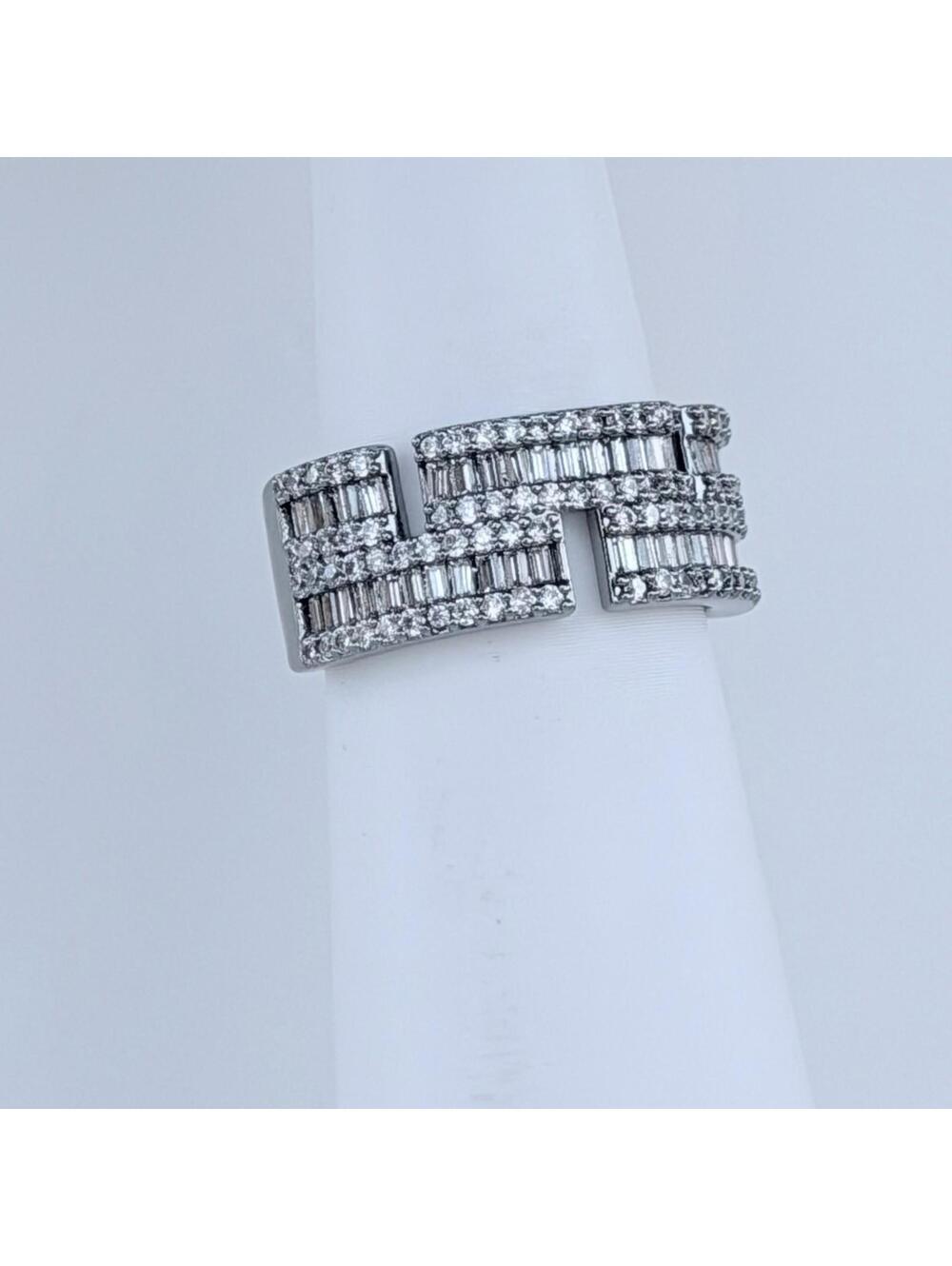 Bomb Party Ring Sz 8 "Sun-Kissed Glows" Clear CZ on Hematite